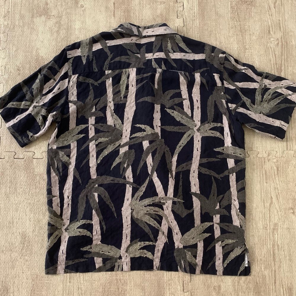 Tori Richard 100% Silk Black and Beige Bamboo Print Men’s Button-Down Shirt L - Picture 3 of 5